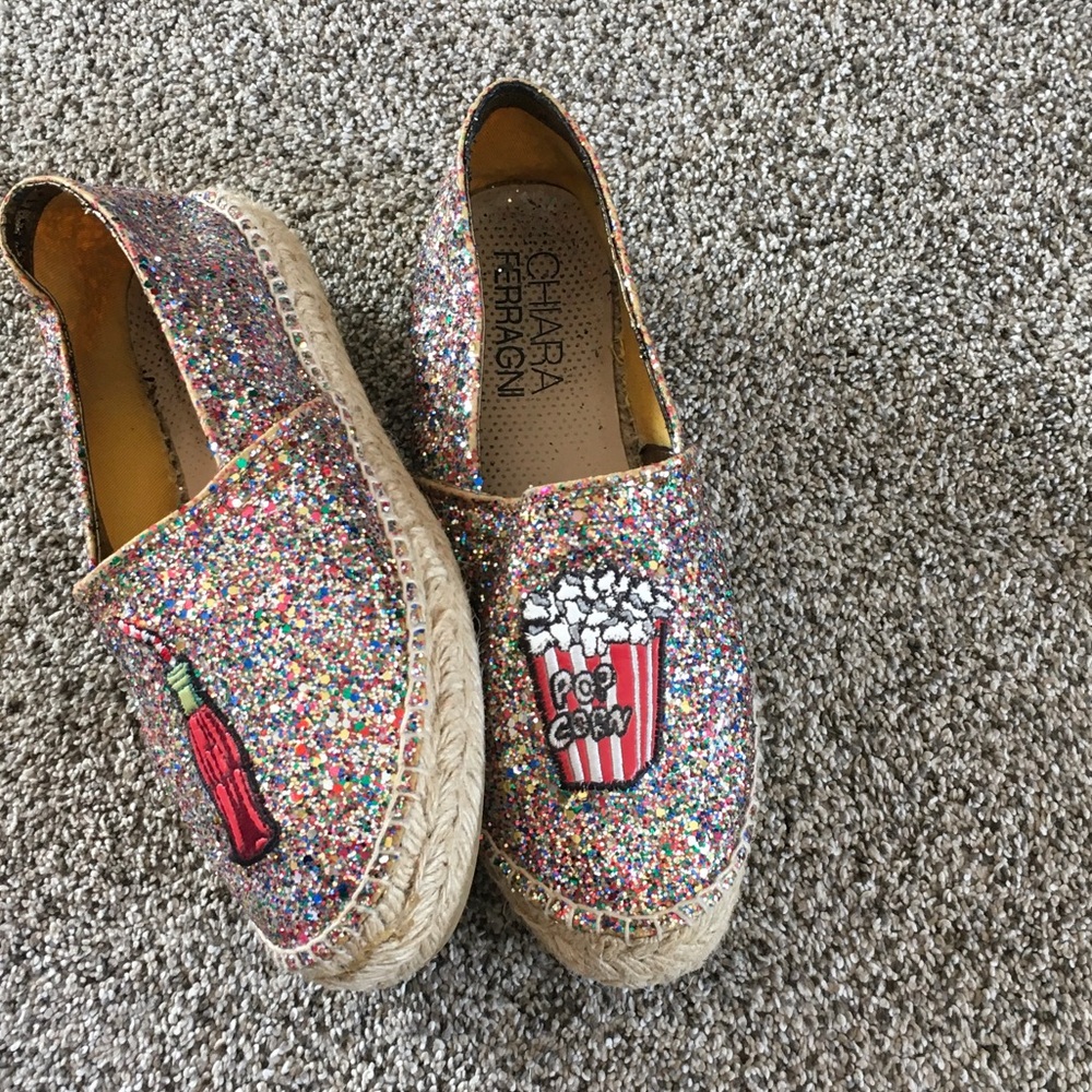 Chiara Ferragni Multicolor Glitter Popcorn & Soda Espadrille Flats